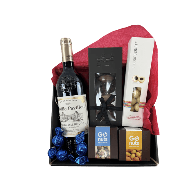 Gavekurv med vin og Chokolade