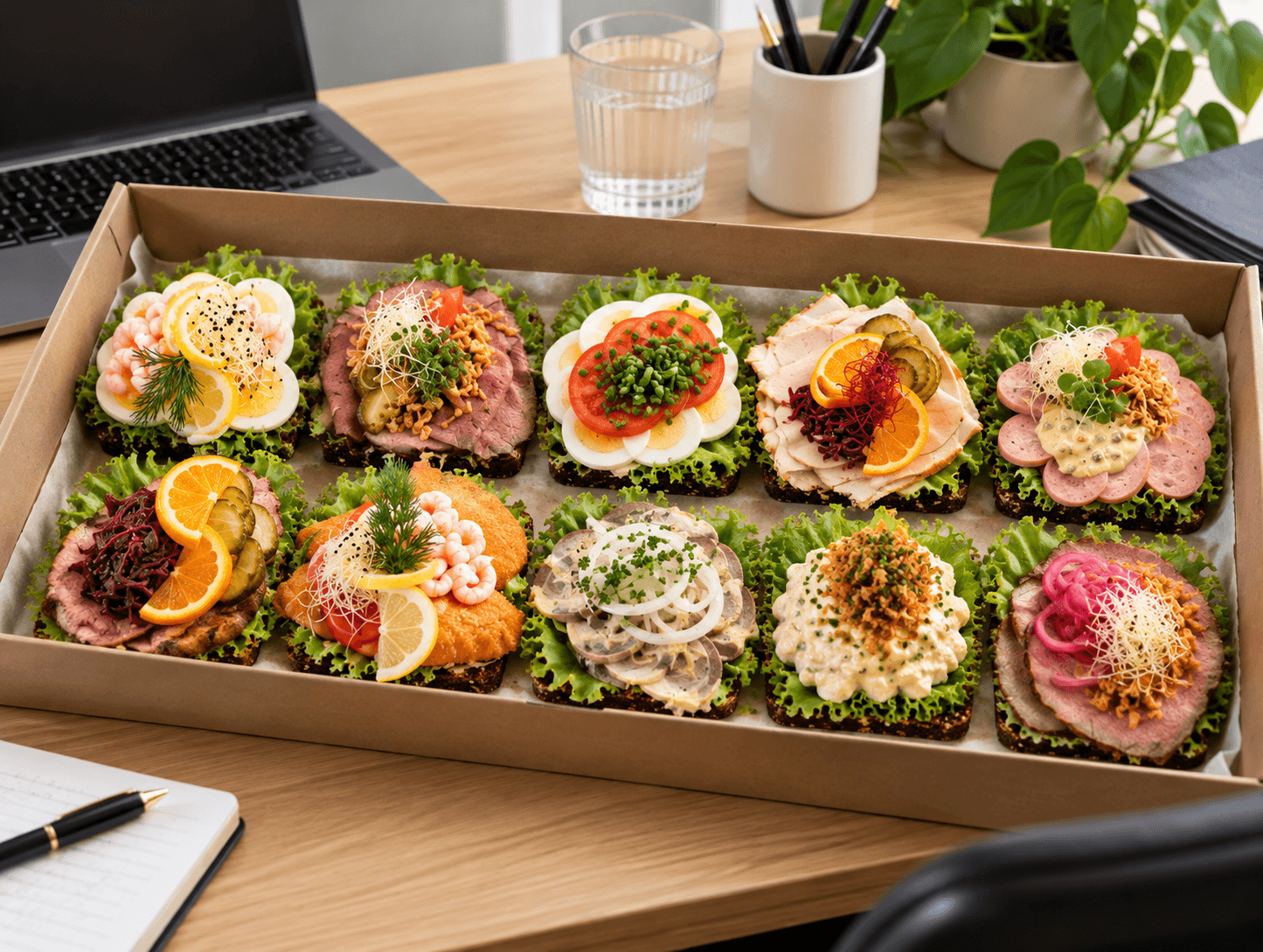 Blandede Smørrebrød 10 stk.