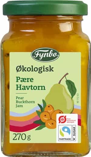 Fynbo Øko Marmelade Pære/havtorn 270 g.